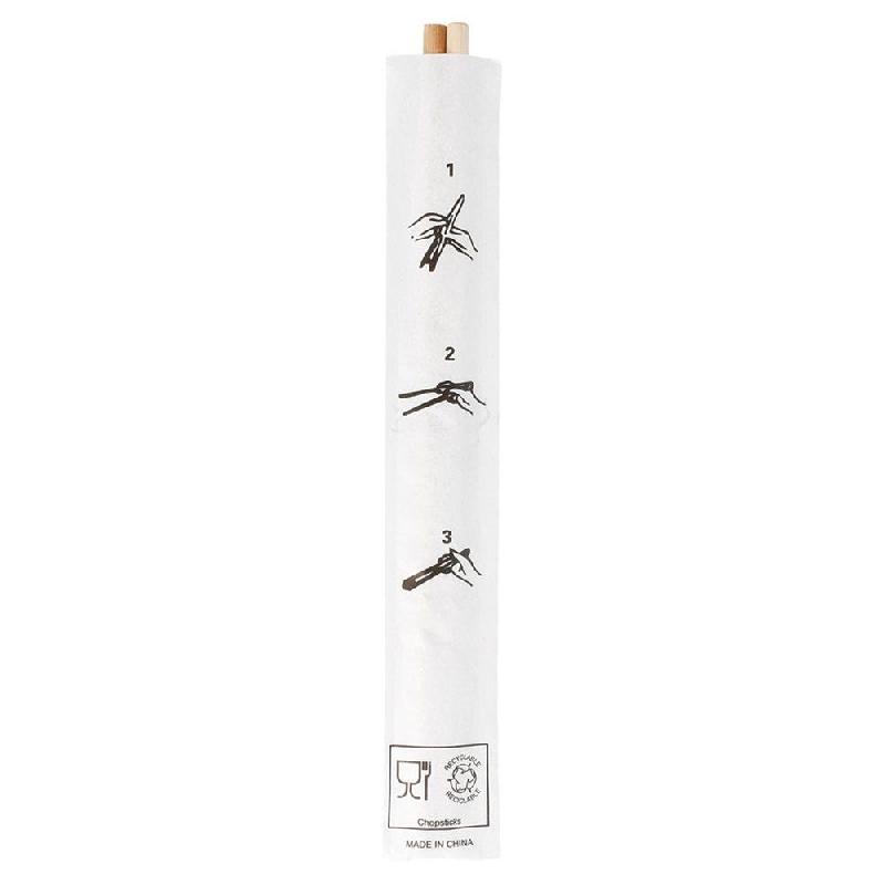 Baguettes chinoises en bambou et sac papier 21cm - par 100_1