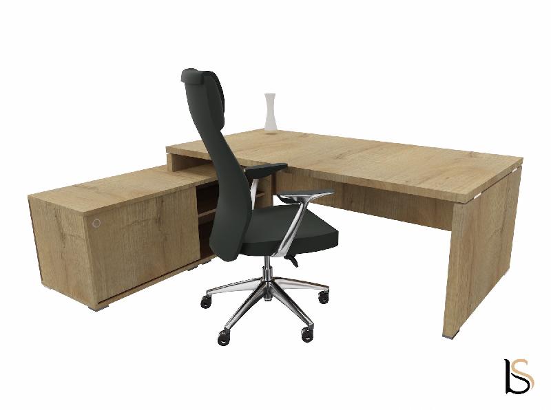 Bureau monochrome TAK avec rangement intégré - Mobel Linea - 245, Gauche, Chêne veiné_2