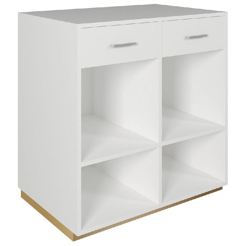 Comptoir 90x60x93,8cm/reposac 70x20xH12cm blanc - 2tir.2tabl. - mélaminé blanc_1