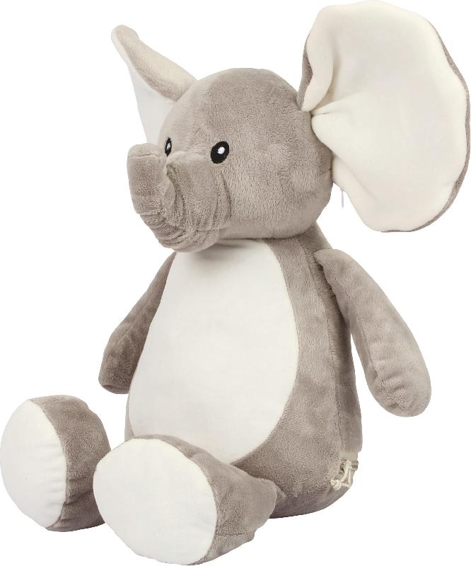 Peluche zippée éléphant - Réf: MM558 - 46 cm - Polyester - Conforme EN71_1