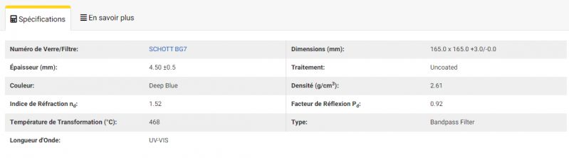 Plaque filtrante en verre coloré mat SCHOTT BG7 - Edmund Optics GmbH - 165 x 165 mm - Épaisseur 4,5 mm_1