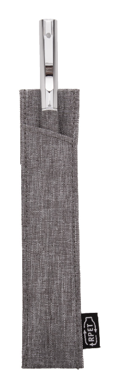 Stylo bille twist en métal - Corps en polyester RPET - Étui assorti - Encre bleue_1