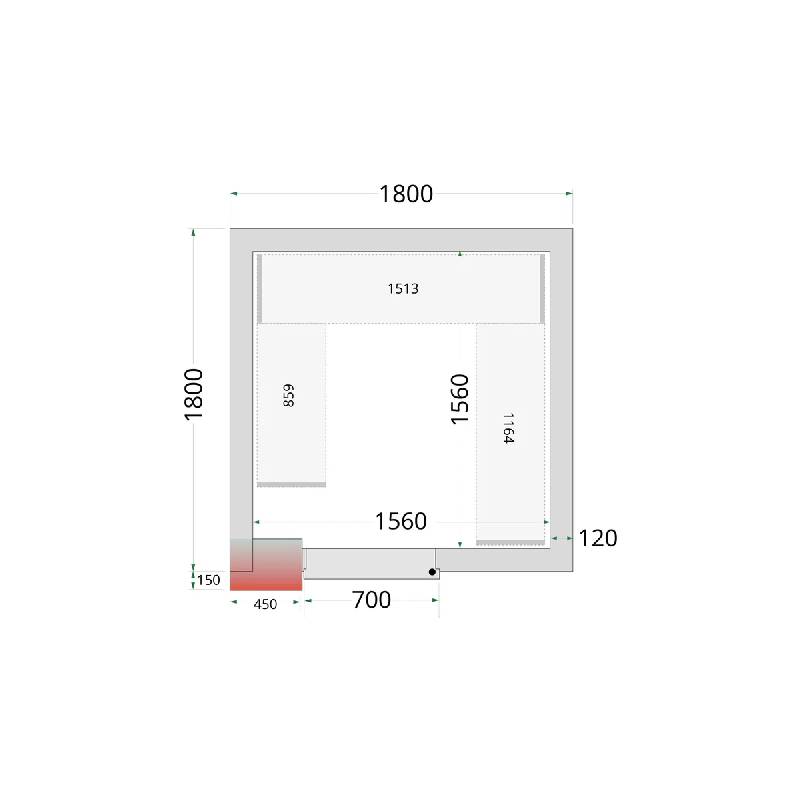 Chambre froide négative CRNF1818 Blanc 1800 x 1800 x 2200 mm TEFCOLD_1