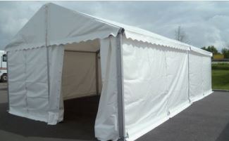 Tente de stockage fermée standard – structure fixe en aluminium – couverture unie – ancrage au sol avec platine – dimensions 15 x 7 x 2.30 m_1