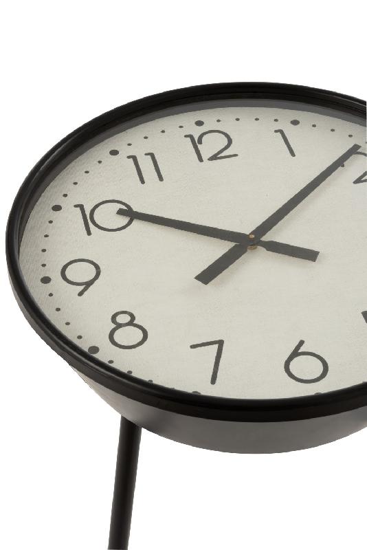 Table basse horloge ronde BARA en métal noir - chiffres arabes_1