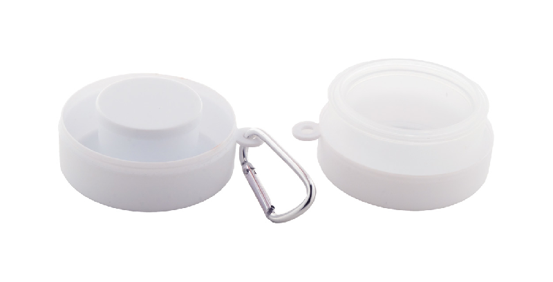 Gobelet pliable publicitaire - plastique PP recyclé - 220 ml avec pilulier et mousqueton_1