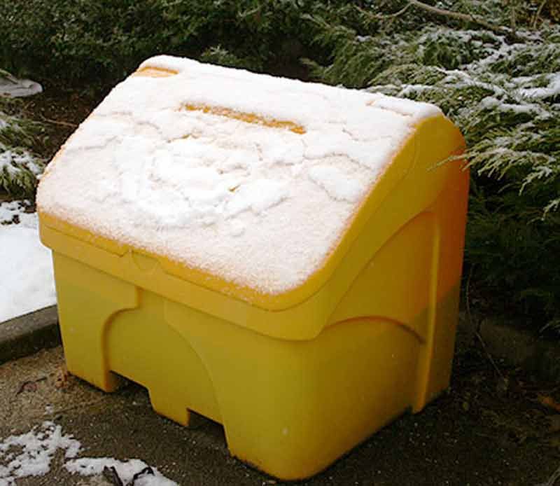 Coffre à sel ou sable 400L en polyéthylène traité anti UV - Stockage intérieur/extérieur - Couvercle ouvrant 180°_1