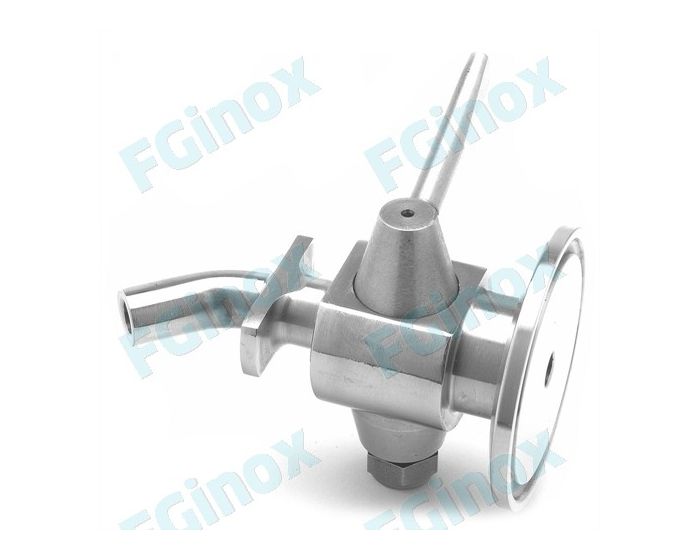 Robinet prise d'échantillon coudé CLAMP en inox 316L pour l'agro-alimentaire._1