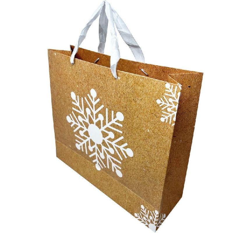 Sac luxe nature décor flocon avec fenêtre 36+12X32cm - par 12_1
