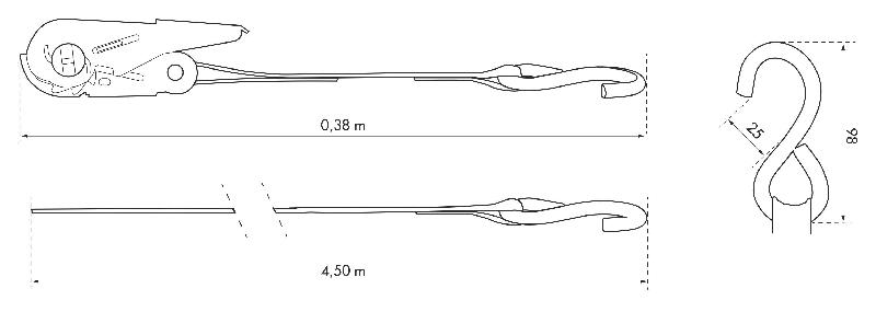 Sangle d'arrimage à cliquet 25mm x 4,50m - Crochets S - Rouge - Réf. 00290609 - THIRARD_1
