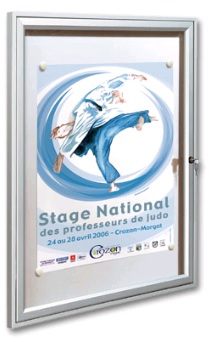 Vitrine intérieure à simple battant - cadre aluminium 30mm - plexichocs 4mm - anodisé ou peint - plusieurs formats disponibles_1