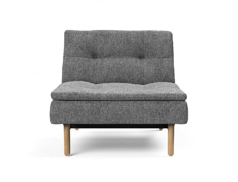 Fauteuil design Dublexo Stem convertible lit 90x115 cm - pieds obus chêne naturel - tissu Twist Charcoal_1