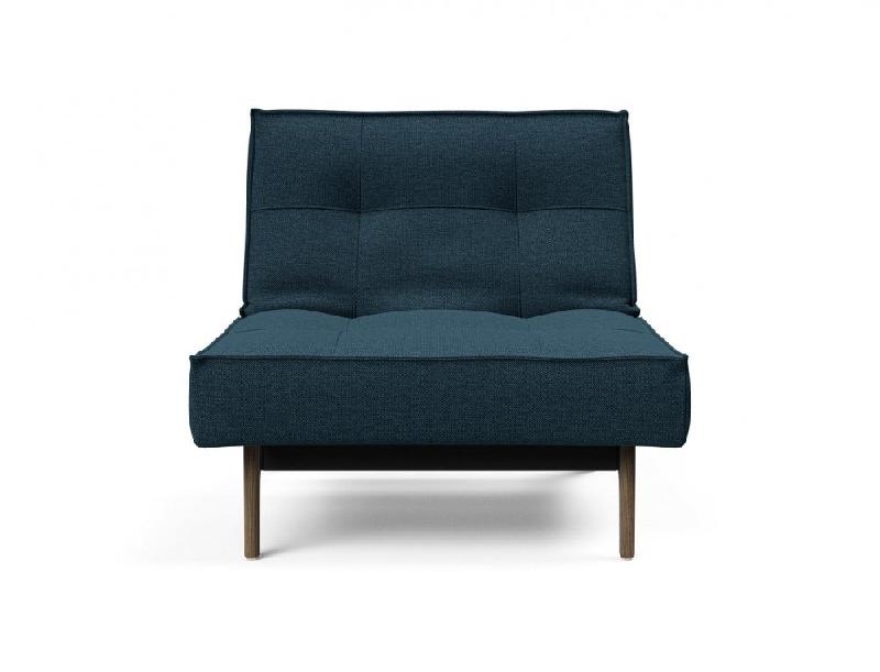 Innovation Living - Fauteuil convertible lit Splitback Eik 90 x 115 cm - pieds chêne noyer - tissu Argus Navy Blue_1