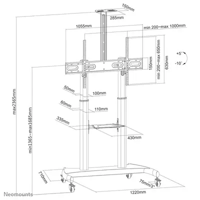 Neomounts PLASMA-M1950E Chariot pour écran 60-100