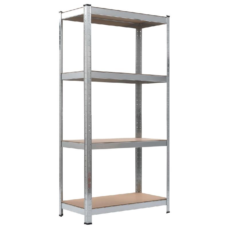 Vidaxl étagère de rangement 4 niveaux argenté acier et bois ingénierie 144266_1