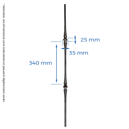 Barreau rond Ø14mm avec double bagues H.950mm_1