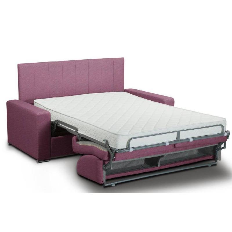 Canapé-lit Normandie CanapExpress - Tissu tweed rose, matelas mémoire 22 cm, tête de lit intégrée_1