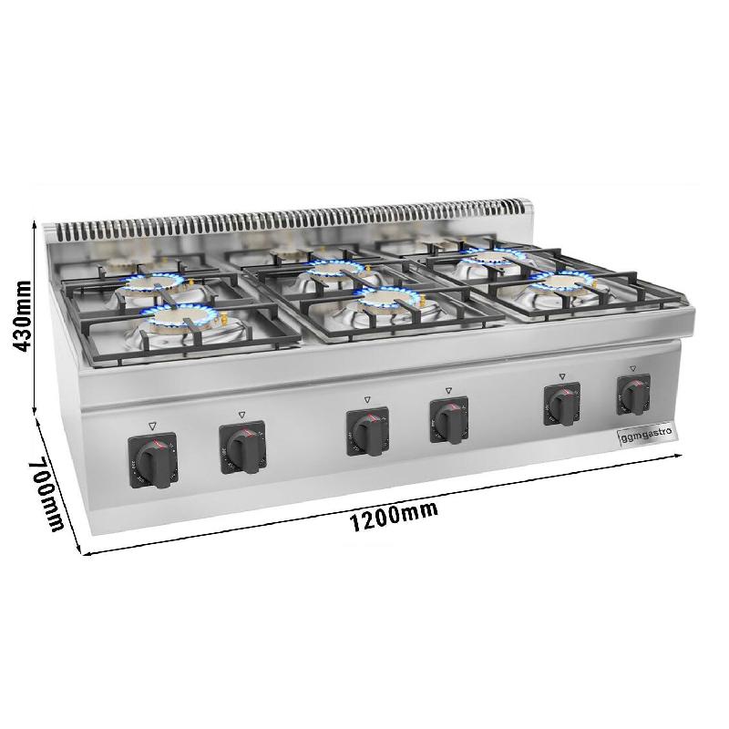 Cuisinière à gaz - 36 kW - 6 brûleurs  - Mario 700 | GGM -GHK1200-E_1