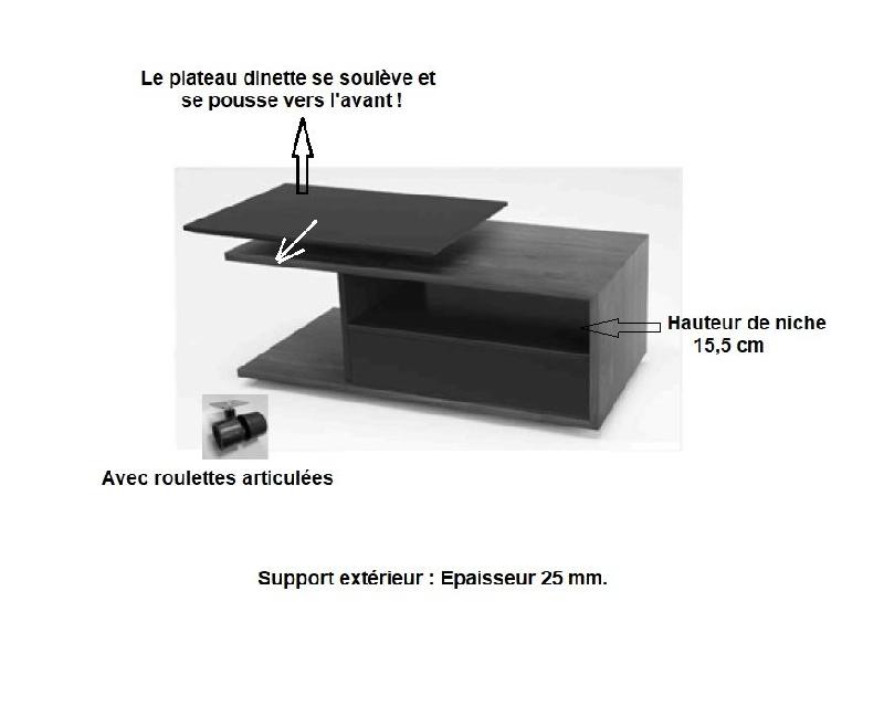 Table basse relevable ESSEN 110x65 cm en noyer - intérieur laqué noir mat avec plateau dinette réglable_1