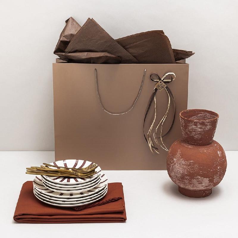 Sac luxe métallisé cuivre poignées cordelières 53x14x44cm - par 12_1
