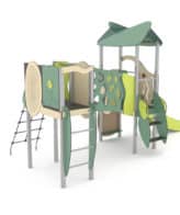 Structure multi-activités métallique Organik - LD1OR2021 - Ludoparc - inox, planchers 95 à 130 cm, 2 tours_1