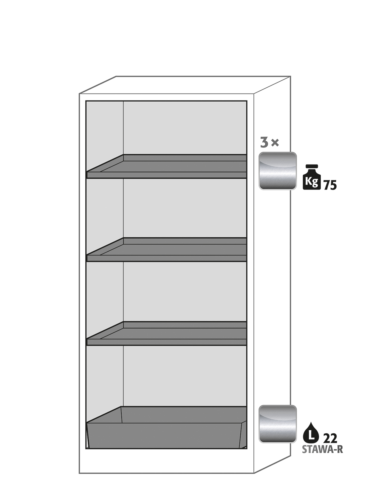 Armoire de sécurité Q-PEGASUS-90 - Modèle Q90.195.090.WDAC - Réf 30042-041-30049 - Type 90 avec portes automatiques et testée NF EN 14470-1_1