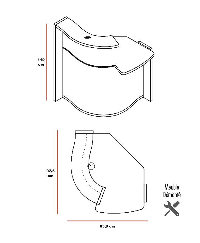 Banque d'accueil compacte WAVE avec accès PMR - MDD - Droite, Avocat mat_2