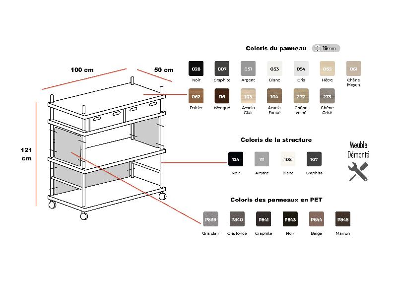 Bibliothèque mobile Esmou - Mobel Linea. - Acacia clair et blanc_1