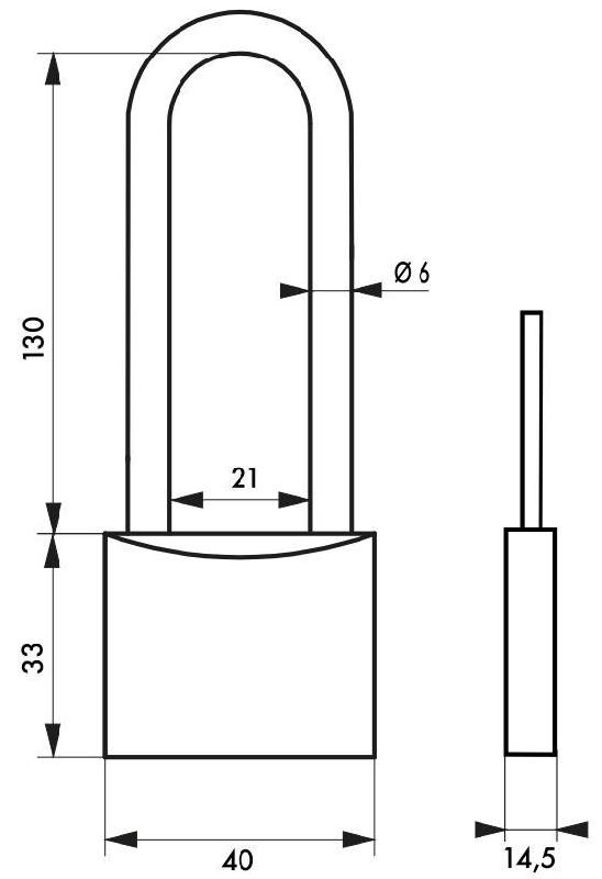 Cadenas à clé Type 1 - 40 mm anse haute - Corps laiton monobloc - Marque Thirard - Garantie 10 ans_1
