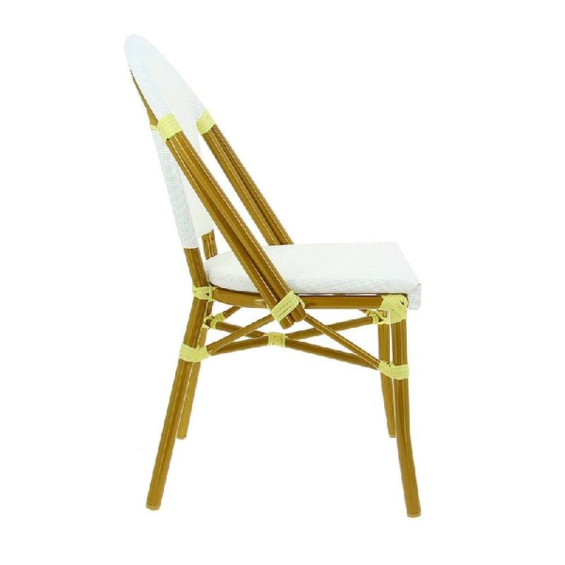 Chaise empilable d'extérieur en aluminium et textylène Biarritz coloris écru_1