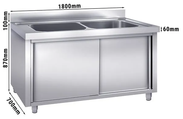 Plonge batterie 180x70cm sur meuble 2 cuves_1