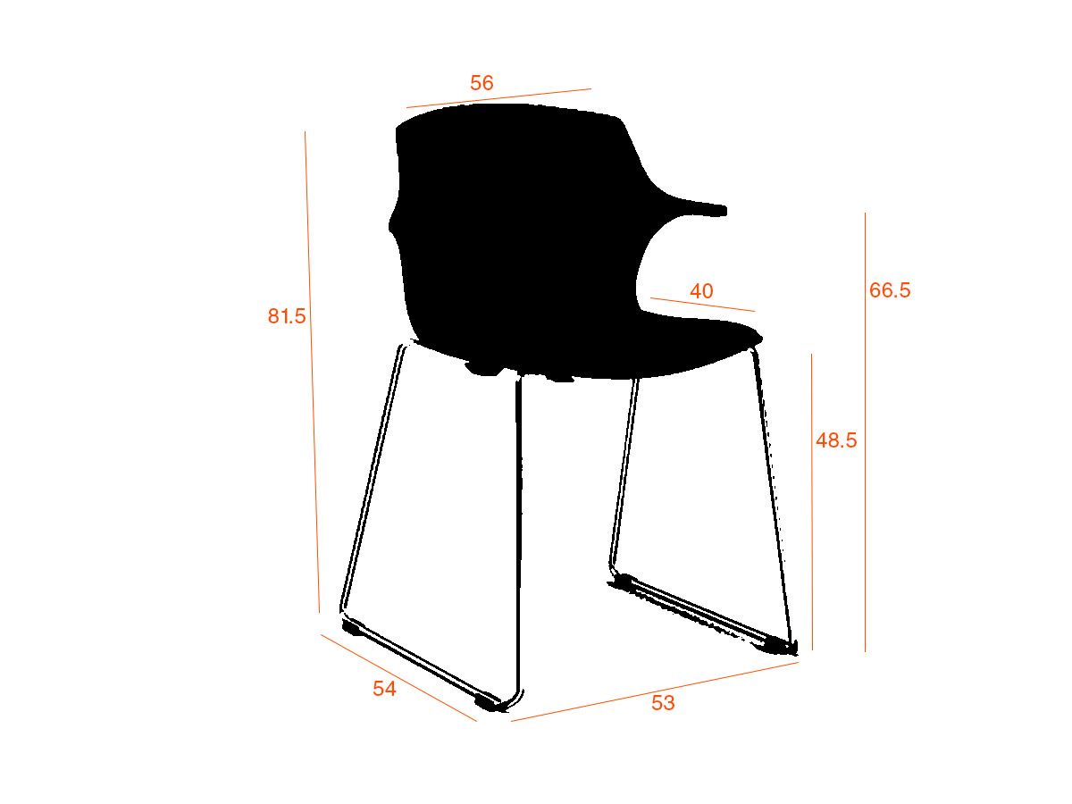Chaise d'accueil avec assise tapissée SARA - Design contemporain et pieds traîneau en métal_1
