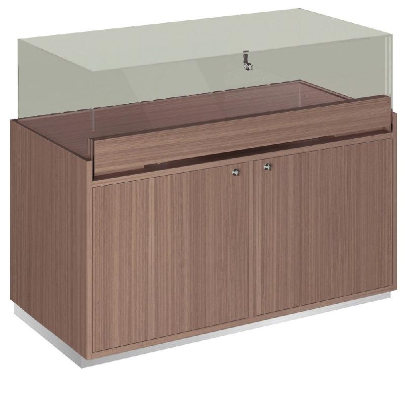 Comptoir T03 vitrine 4 Faces et MDF naturel+noyer - 120x60x93cm_1