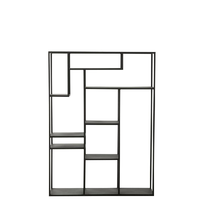 Étagère planches inégales Makoa - métal noir - design contemporain - L110 x H151 x P25 cm_1