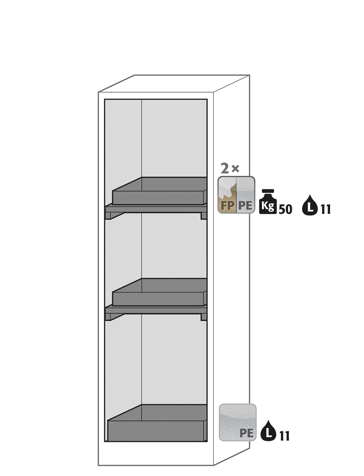 Armoire de sécurité Q-PEGASUS-90 - Modèle Q90.195.060.WDACR - Réf 30075-050-33439 - Type 90 avec portes battantes et testée NF EN 14470-1_1