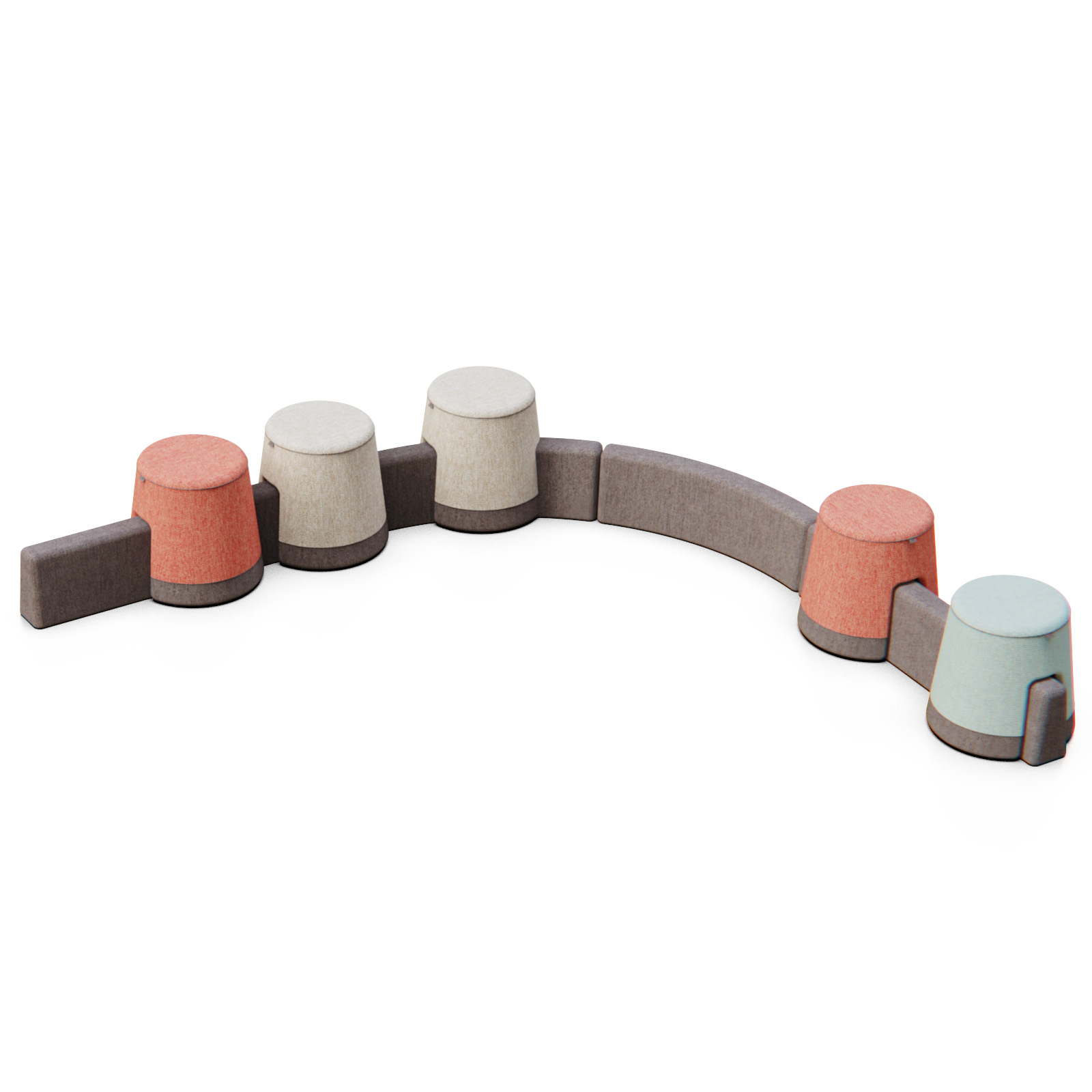 Tabouret scolaire modulaire, conçu pour créer des espaces de détente et d'interaction dans les centres éducatifs - Pop_1