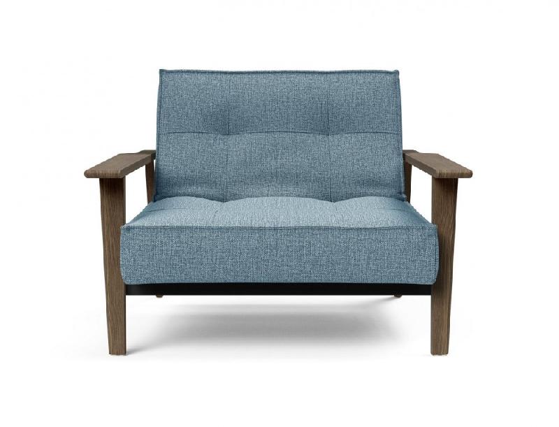 Innovation Living - Fauteuil design Splitback Frej Mixed Dance Light Blue convertible lit 90x115 cm avec accoudoirs en chêne fumé_1