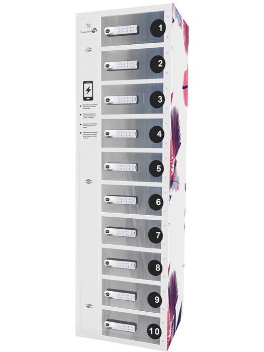 Station de charge multi-appareils Classic Wall Lite - 10 casiers sécurisés avec câbles trident et prises électriques_2