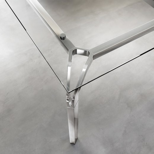 Bureau de direction moderne en verre trempé extra clair avec pieds chromés - YOGA - Réf 4901 FR101_1