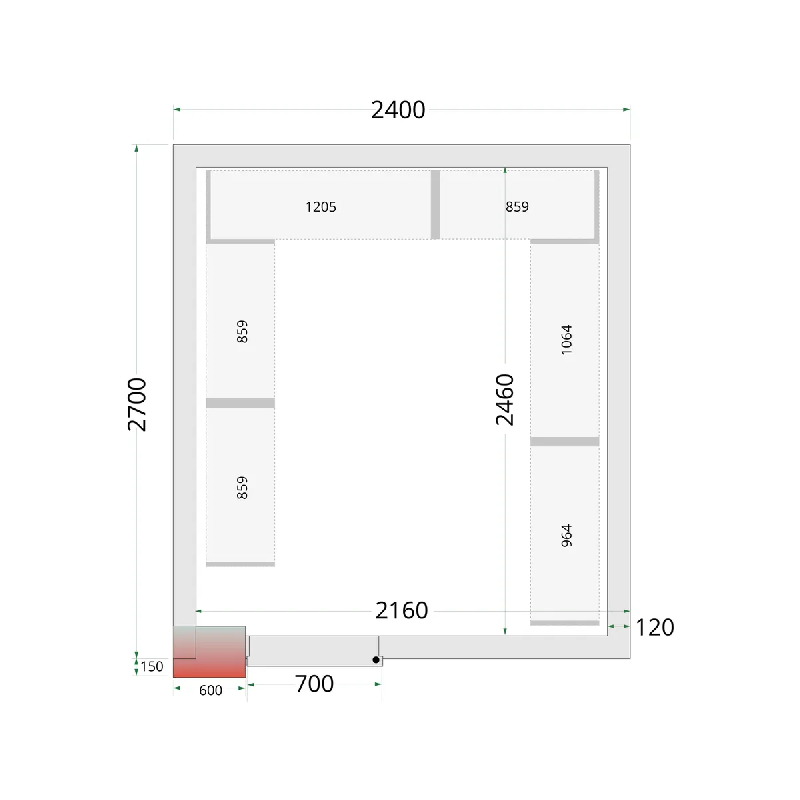 Chambre froide négative CRNF2427 Blanc 2400 x 2700 x 2200 mm TEFCOLD_1