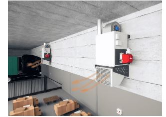 Générateur d'air chaud mural AGM MURAL - Puissance 43 à 145 kW, pour chauffer des locaux industriels de 990 à 3.115 m3 - Fonctionnement diesel, gaz naturel ou propane_1