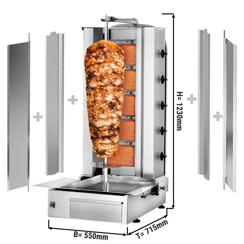 Grill Döner kebab gaz 5 brûleurs max 80 kg avec tôle de protection - moteur en bas_1