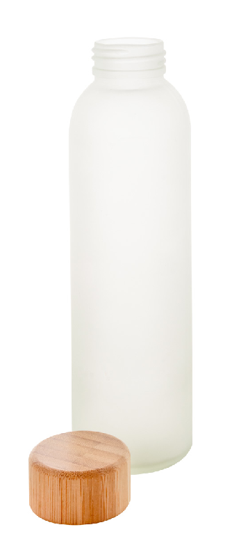 Gourde en verre givré - bouchon en bambou - 500 ml - blanc givré_1