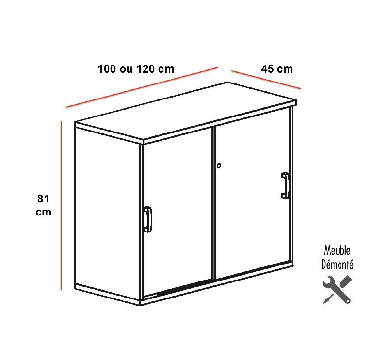 Armoire basse à portes coulissantes Mobel Linea. - 100, Gris aluminium, Gris aluminium_1