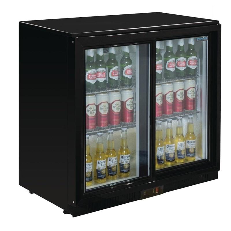 Arrière-bar deux portes coulissantes Série G noir 208L GL003 Polar_1
