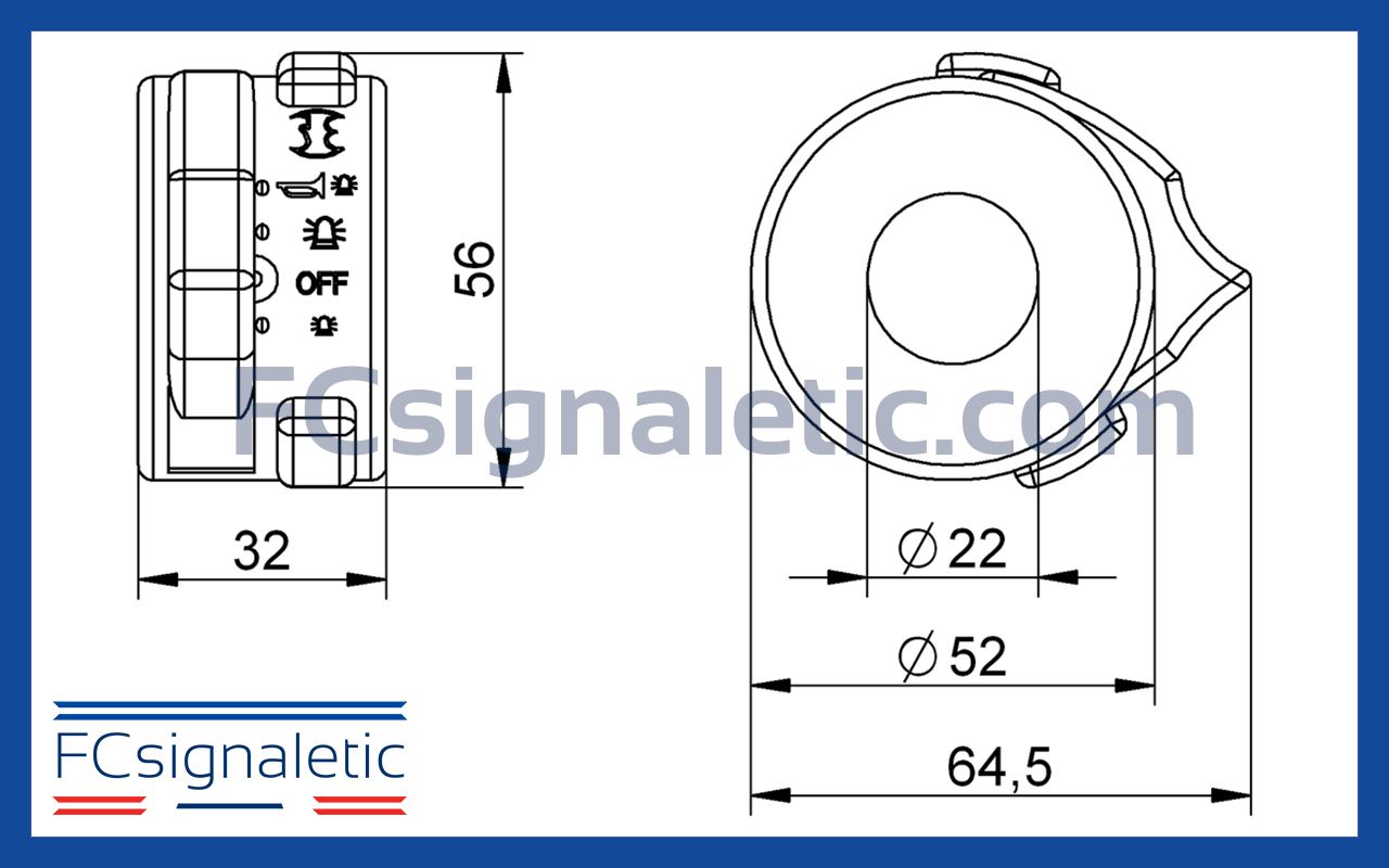 Commodo bloc interrupteur pour moto INT/COM SIRENA 90310_1