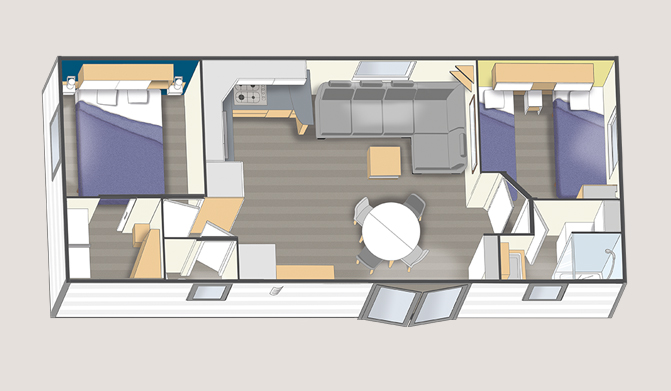 Mobil home Nautil 9.40 - 2 chambres + dressing - 37 m² - 4 à 6 personnes - dimensions 9.40 x 4 m_1
