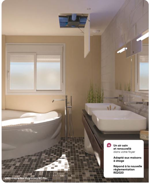 VMC simple flux hygroréglable - Hygrocosy BC Flex - Très basse consommation - Classe B_1