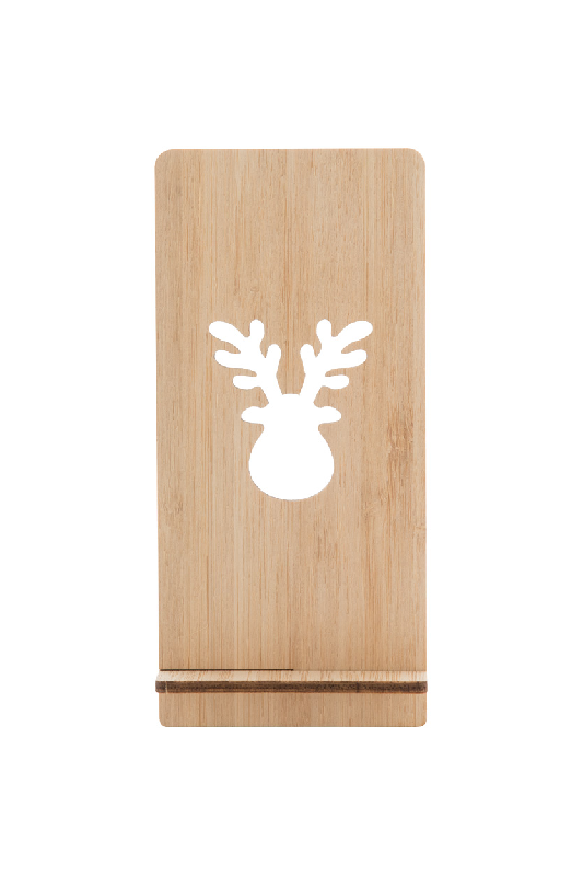 Support pour téléphone de bureau en contreplaqué de bambou - Motif de Noël - Couleur naturelle - 12g_1