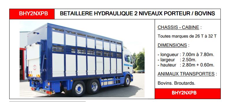 Bhy2nxpb - bétaillère  hydraulique - carrosserie guitton - 2 niveaux sur porteur_1